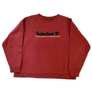 vintage 90s burgundy embroidered timberland crewneck sweatshirt sweater
